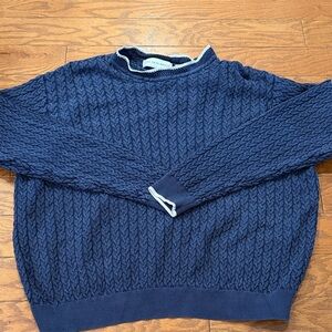 Vintage Saks Fifth Avenue Men's Blue 100% Silk Sweater